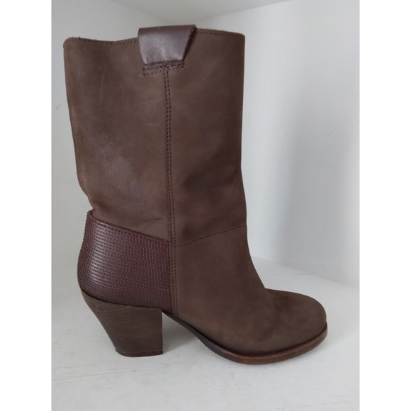 KSUBI Boots Heeled Brown Leather Womens Size 37 US 7 Made in Portugal - Picture 6 of 9